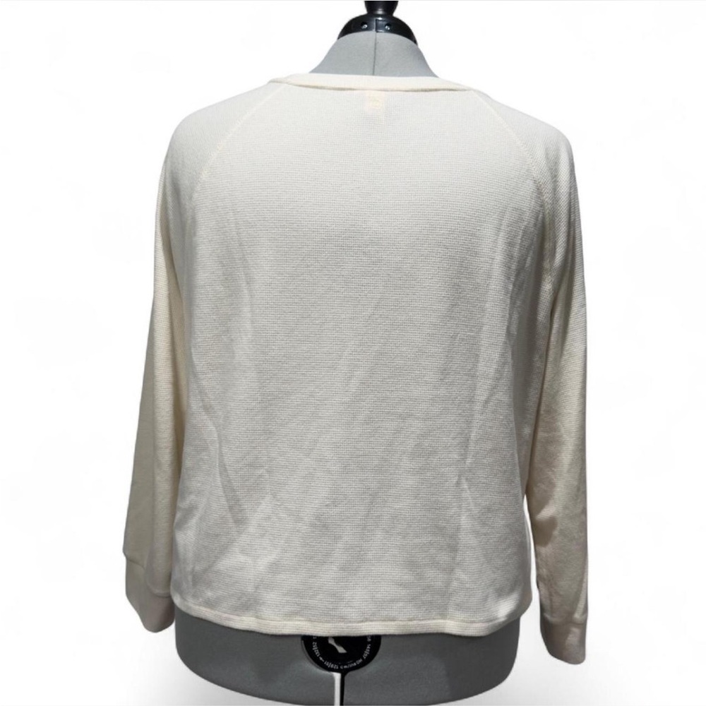 Victoria’s Secret Raglan Waffle Knit Henley Long Sleeve Top, Cozy Loungewear PJs - Picture 6 of 9